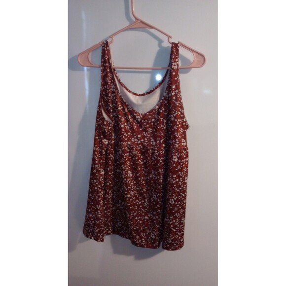 Unbranded Rust Floral Sleeveless Vneck Blouse Sz XXL - Picture 1 of 3